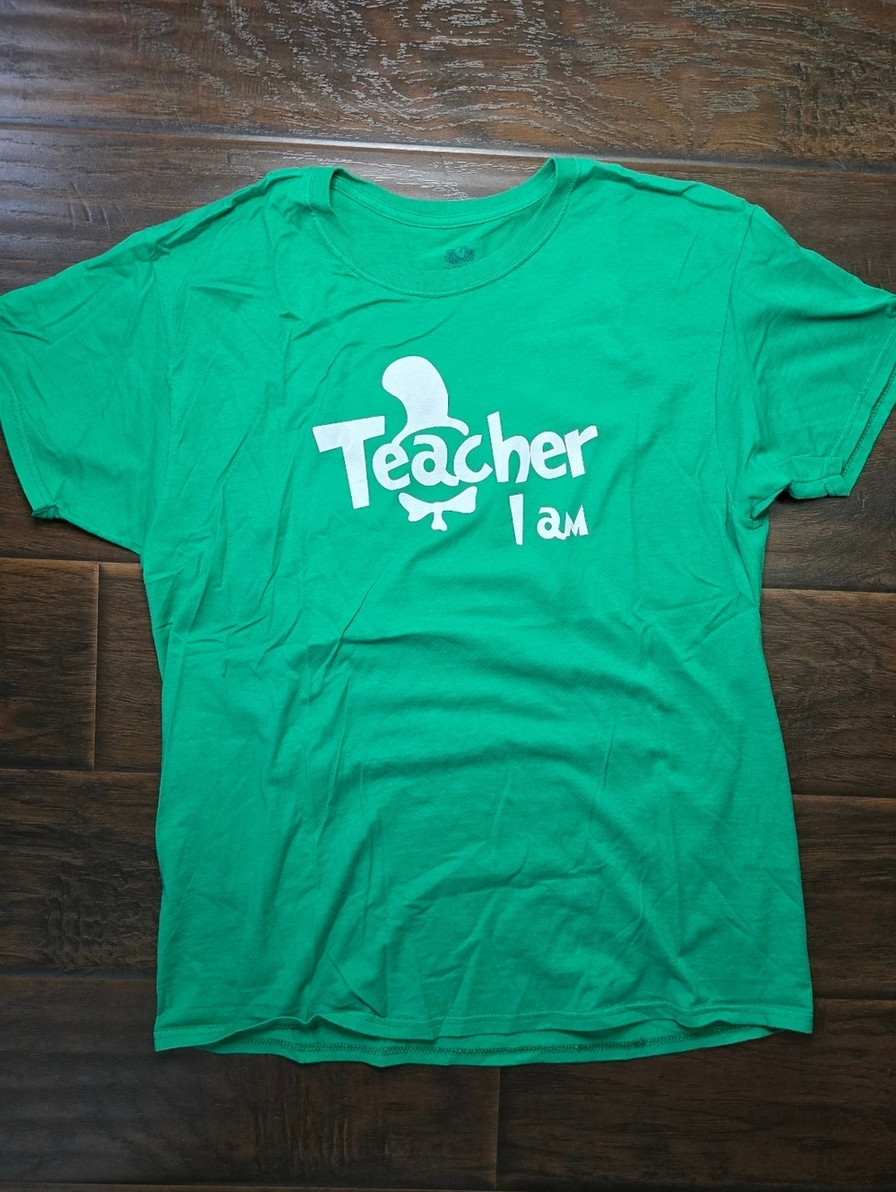 Teacher I Am Green Fruit of the Loom Short Sleeve Tee Shirt Medium